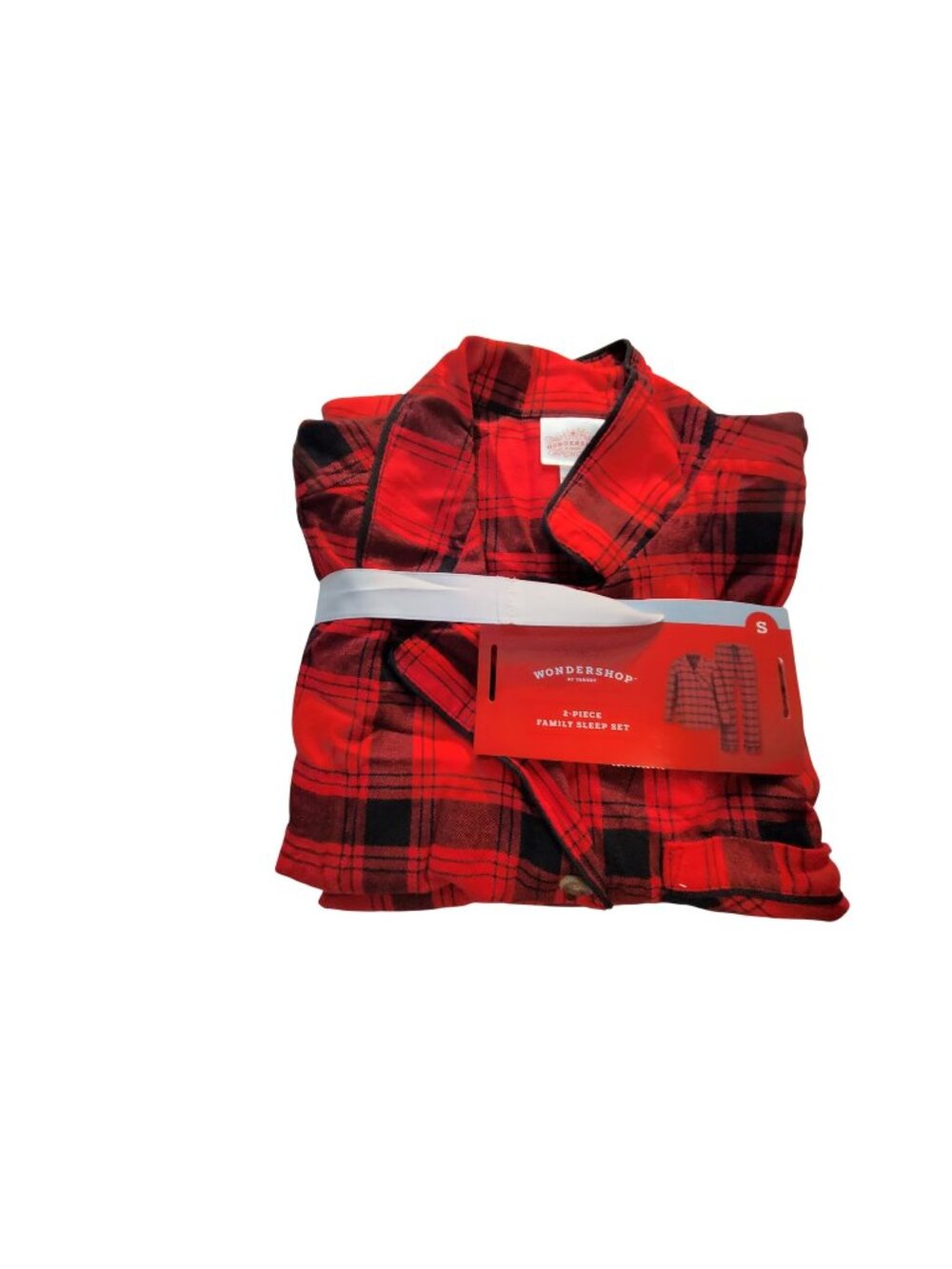 Wonder Shop Womens Red & Black Plaid  Flannel Pajama Set - Button-Up Top Size S